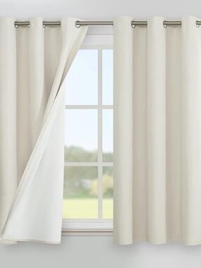 42x48 Linen 100% Blackout Curtains (2 Panels)